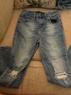 Women's Light Blue Skinny Distressed Jeans